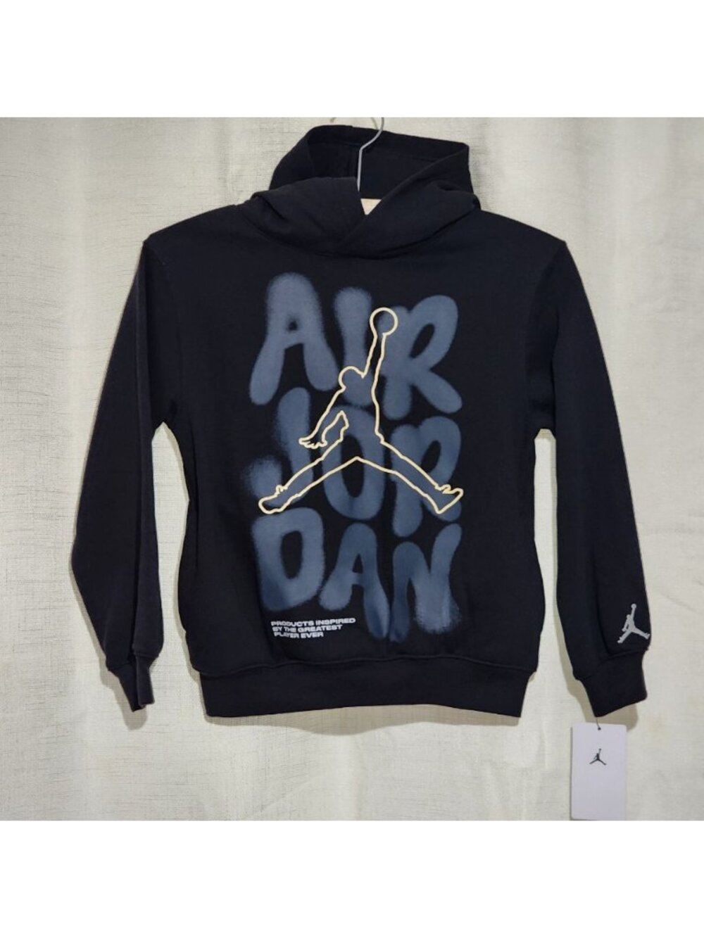 Nike Youth Boys Air Jordan Pull-On Hoodie Spray Graphic Black Small NWT